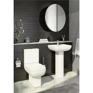 Premium CLOSED BACK Toilet Set (Madrid) - Rimless Pan - Cistern - Soft Close Seat - Includes Chrome Flush Button