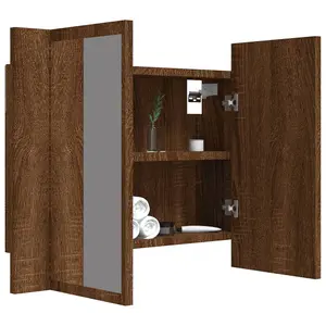 Berkfield LED Mirror Cabinet Brown Oak 60x12x45 cm Engineered Wood