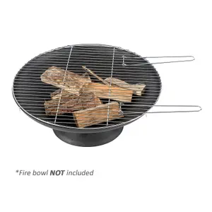 Homescapes Metal BBQ Grill for Fire Bowl with Handles