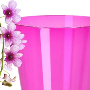 Plant Orchid Pot Plastic  Gloss Oval Planter 12 cm Pink transparent