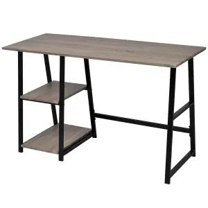 Berkfield Desk with 2 Shelves Grey and Oak