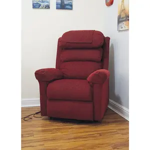 Wall Hugging Rise & Recline Arm Chair - Waterfall Pillow - Red Chenille Fabric