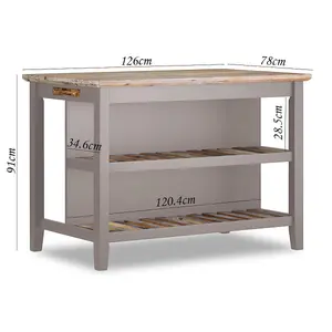 Florence Truffle Breakfast Bar Kitchen Island with Shelves