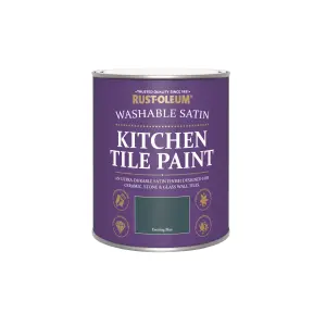 Rust-Oleum Evening Blue Satin Kitchen Wall tile & panelling paint, 750ml