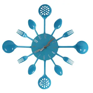 Maison by Premier Blue Cutlery Metal Wall Clock