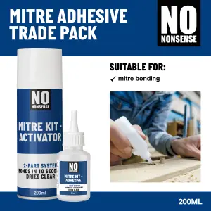 No Nonsense Transparent Mitre adhesive 200ml 50g, Set of 2