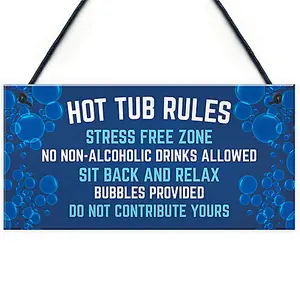 Red Ocean Hanging Hot Tub Rules Plaque Funny Garden Sign For Hot Tub Novelty Home Decor Signs