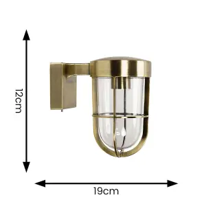 ValueLights Fanar Industrial Antique Brass Bathroom Wall Light