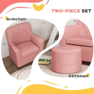 AIYAPLAY Kids Sofa Set with Footrest for Playroom Bedroom, Pink