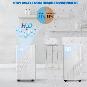 12L Day Dehumidifier with Automatic Humidity Sensor & Display 24 Hour Timer