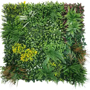 Artificial Plant Flower Living Wall Panels Realistic - Lowther Green - Indoor / Outdoor - 1m x 1m - Home, Garden, Office