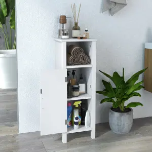 COSTWAY Bathroom Floor Cabinet with Door and Adjustable Shelf