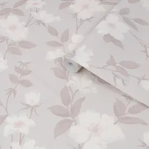 Laura Ashley Fleurir Sugared violet Floral Smooth Wallpaper Sample