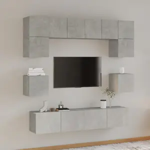 Berkfield 8 Piece TV Cabinet Set Concrete Grey Engineered Wood