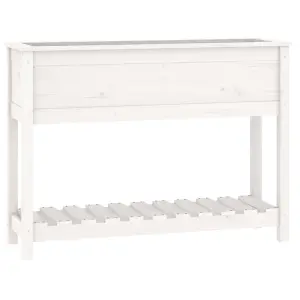 Berkfield Planter with Shelf White 111.5x34.5x81 cm Solid Wood Pine