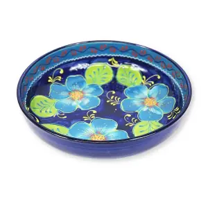 Classic Spanish Hand Painted Pattern Kitchen Dining Decor Large Bowl (Diam) 30cm Blue Flower