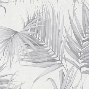 Galerie Escape Light Grey, Dark Grey Palm Leaves Smooth Wallpaper