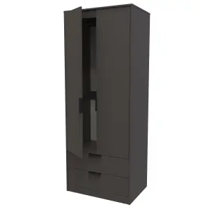 Fuji 2 Door 2 Drawer Wardrobe in Graphite (Ready Assembled)