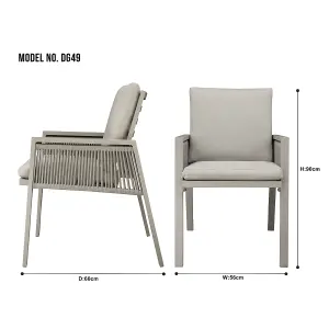 Dellonda Fusion Outdoor Garden Dining Chairs & Cushions, Set of 4, Light Grey