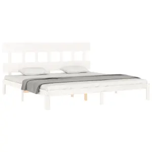 Berkfield Bed Frame with Headboard White 200x200 cm Solid Wood