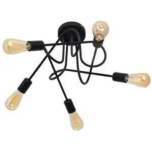 Luminosa Oxford Multi Arm Semi Flush Ceiling Light Black 50cm