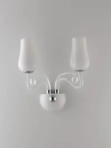 Luminosa ANGEL Wall Lamp with 2 Light Glass Shades White 34x35x18cm