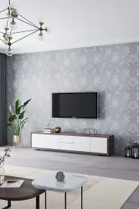 Grey Floral Wallpaper 3D Rose Flower Patterned PVC Self Adhesive Wallpaper 2.25m²