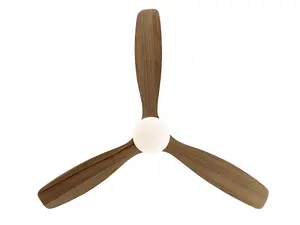 6 Speed Ultra Quiet Ceiling Fan Matt Black, Walnut Wood Blades with LED Light, Remote Control, Timer & Reversible Functions