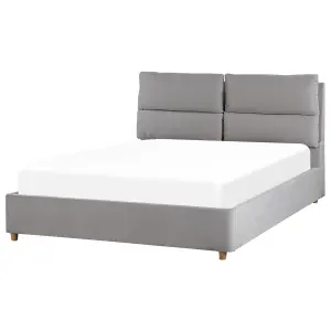 Velvet EU Double Size Ottoman Bed Light Grey BATILLY