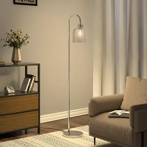 Chrome Brass Electroplated Base Floor Lamp Floor Light with Glass Lampshade 150cm