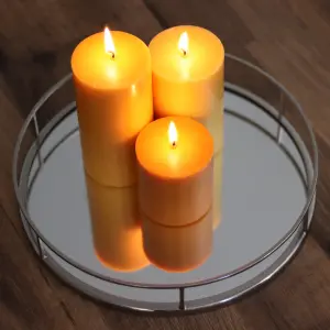 Pillar Candle Set of 3 Orange Candles by Laeto Ageless Aromatherapy - FREE DELIVERY INCLUDED