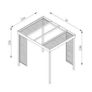 Forest Garden Dining Rectangular Pergola, (H)2400mm (W)3040mm