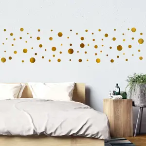 Walplus Gold Metallic Polka Dots X 3 Packs Kids Sticker PVC Gold