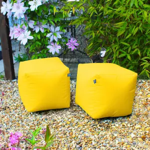 rucomfy Outdoor Water Resistant Cube Beanbag - Yellow