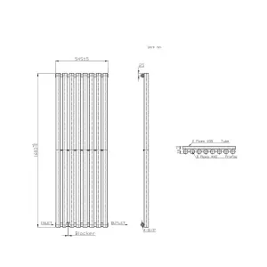 Right Radiators 1600x545 mm Single Vertical Round Column Style Designer Radiator Heated Rads White