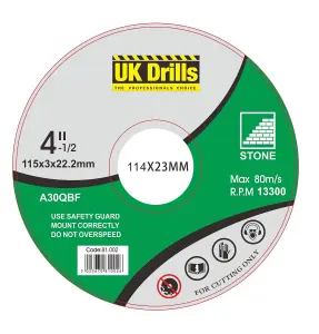 UK Drills 100 x 3 x 16.0mm Straight Stone Cutting Disc Stone Brick Concrete x 10pcs