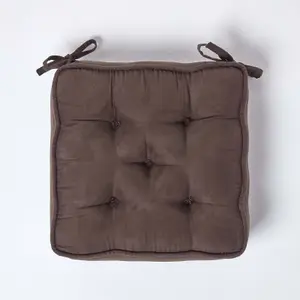 Homescapes Chocolate Brown Faux Suede Dining Chair Booster Cushion