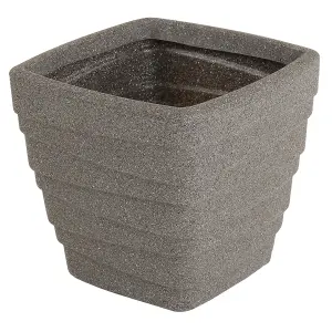 Charles Bentley Pair of Trojan Square Granite Planters (Dia. 33cm) Grey Plastic