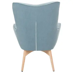 Wingback Chair VEJLE with Footstool Fabric Light Blue