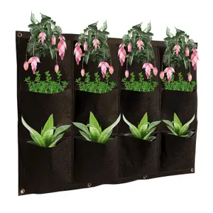 12 Pockets Grow Planter Bag - Wall Mounted - Perfect For Outdoor Indoor Vertical Planting - Reusable Portable Economical