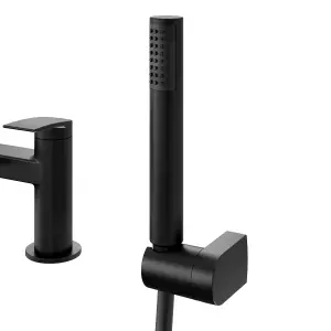 GoodHome Kariya Matt Black Deck-mounted Bath mixer tap with shower kit