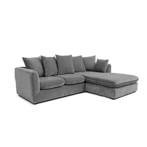 Lucas Water Repellent Velvet Chenille Right Facing Corner Sofa in Graphite