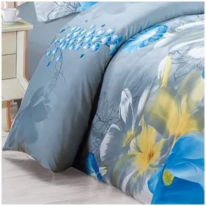 Microfiber Floral Duvet Cover Set with Pillowcases Super King