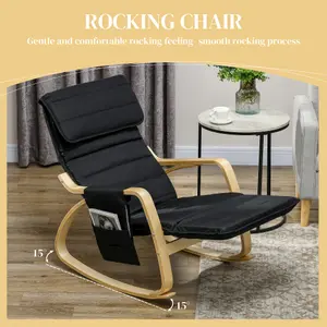 HOMCOM Rocking Chair Recliner Armchair with Adjustable Footrest, Black