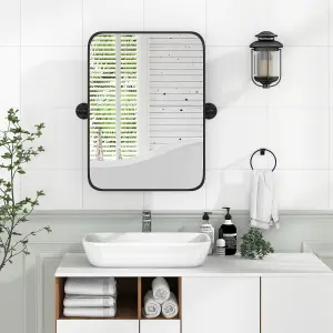 Costway Wall Mounted Mirror Vanity Make Up Farmhouse Wall Mirror Rectangle Decorative