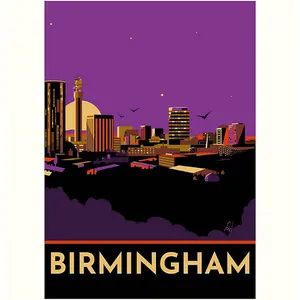 Georgina Westley Birmingham Print Purple/Black (40cm x 30cm)