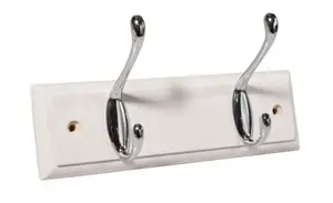 Chrome effect White 2 Hook rail, (L)228mm (H)15mm