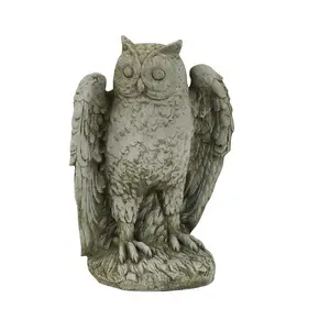 Highly detailed Stone Owl garden ornament