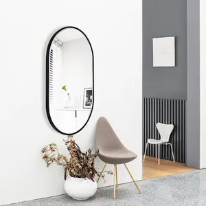 Chaya Metal Flat Wall Mirror MATT BLACK/bevel edge / 152cm H x 56cm W