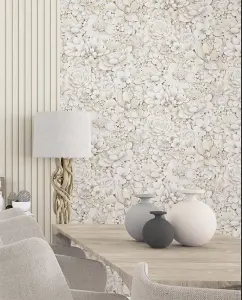 Galerie The New Design Book Collection Beige Floral Texture Wallpaper Roll